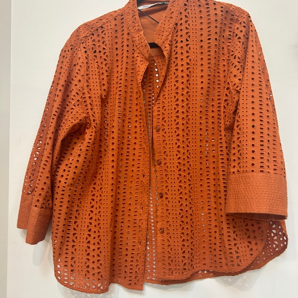 Burnt orange eyelet open work Zara two piece set - Picture 5 of 7